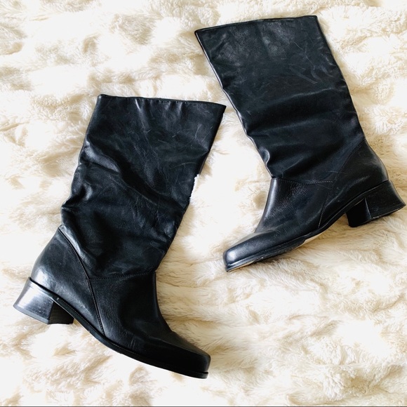 Markon Shoes - MARKON Shelly Black Leather Mid Calf Boots 7.5